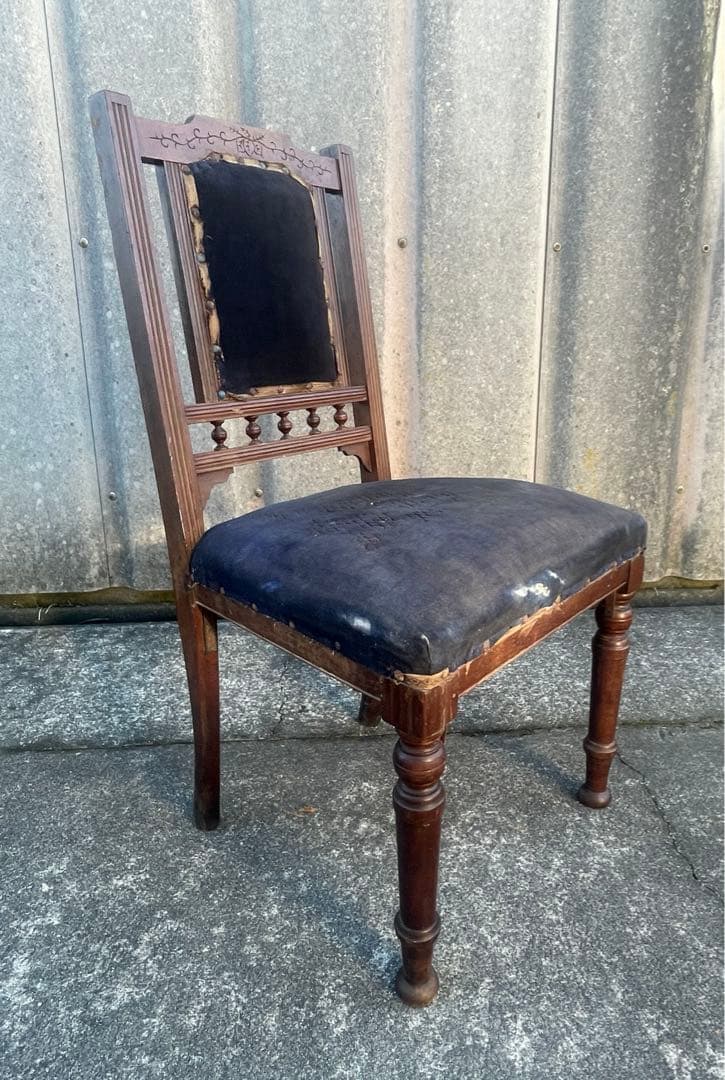 アンティーク/英国/イギリス製/サロンチェア/ダイニングチェア/椅子/ベロア