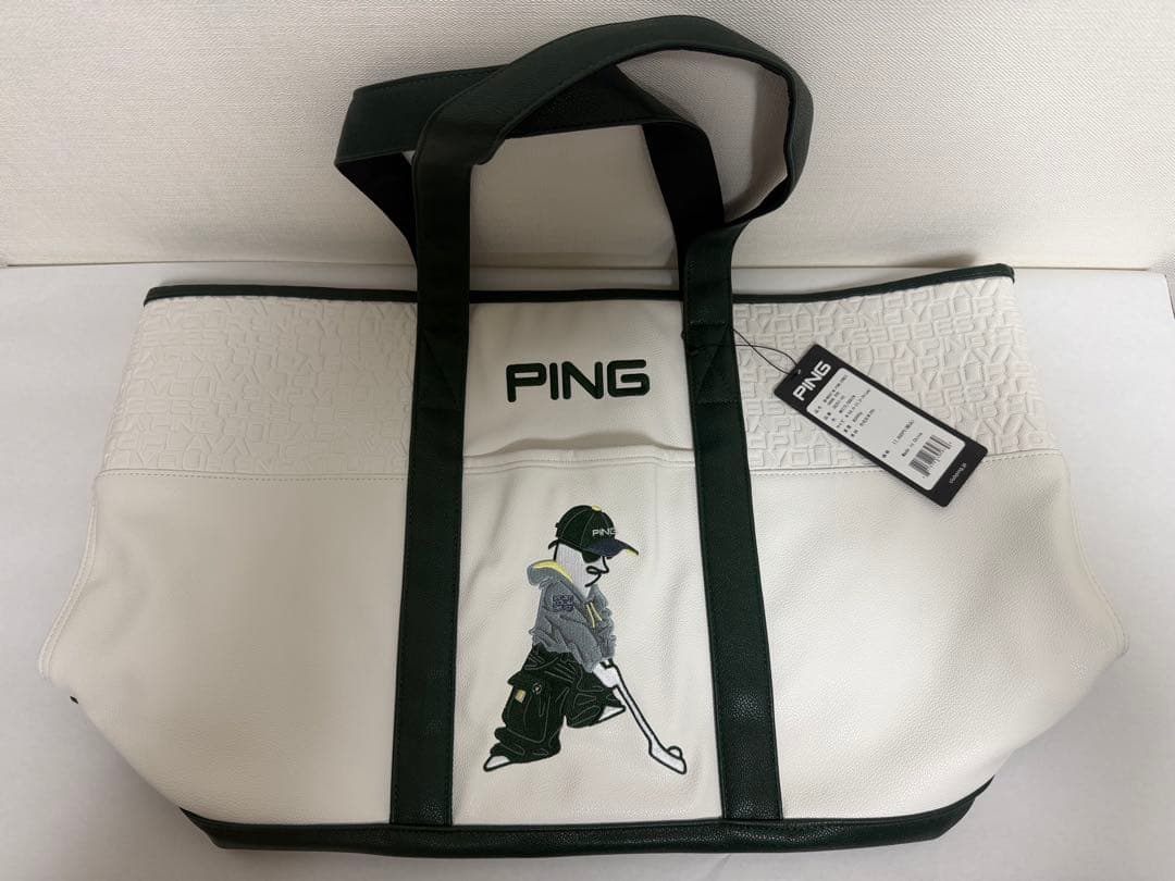 新品 PING GB-N2507 トートバッグ 白×緑