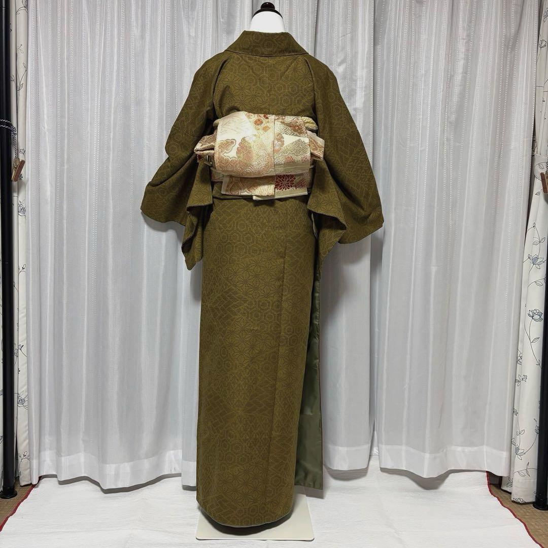 u*o様 紬　結城紬系　小紋　正絹　フルセット　真綿紬　袷　状態良好　裄丈70