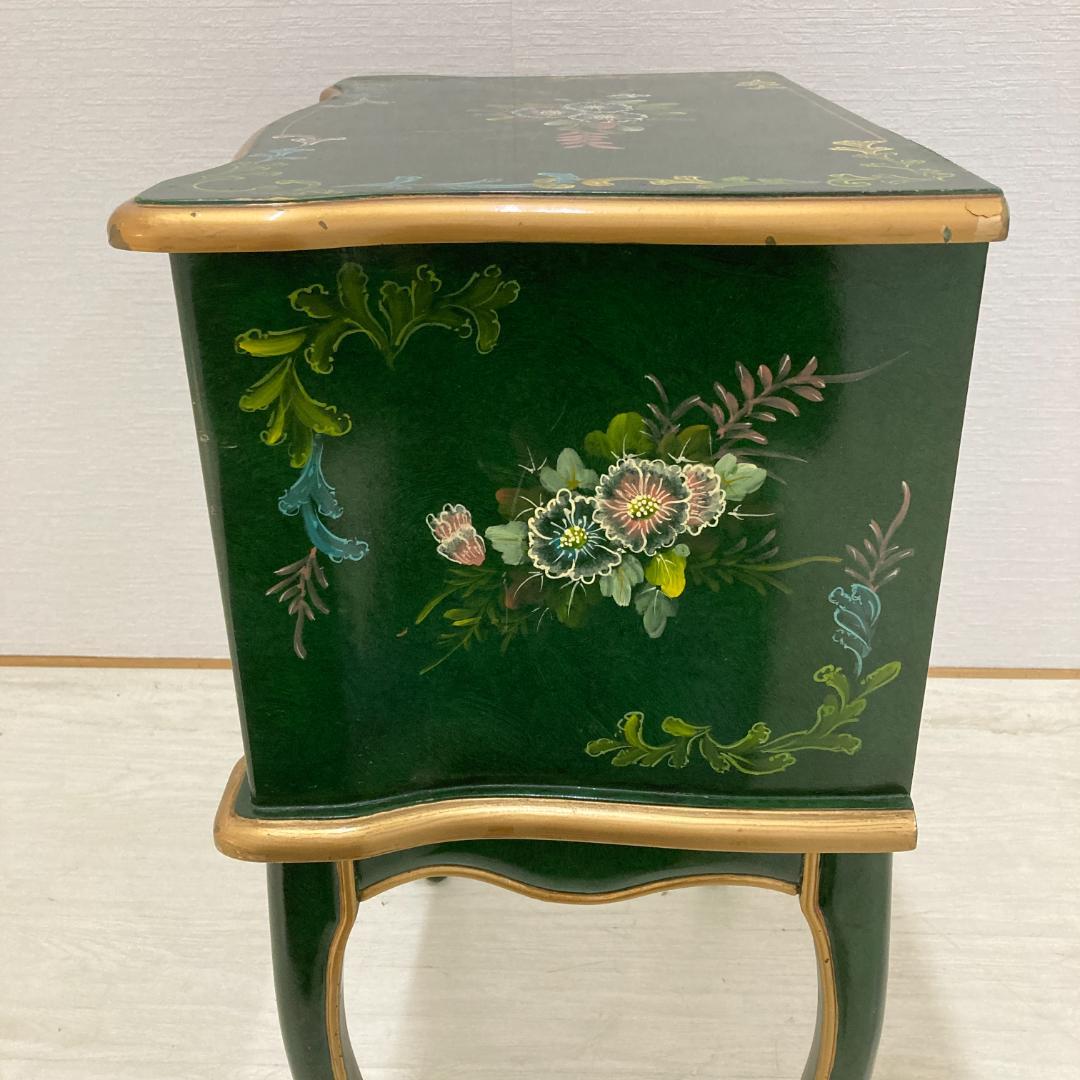 アンティーク調　猫脚　花柄　サイドチェスト　キャビネット　電話台　サイドボード