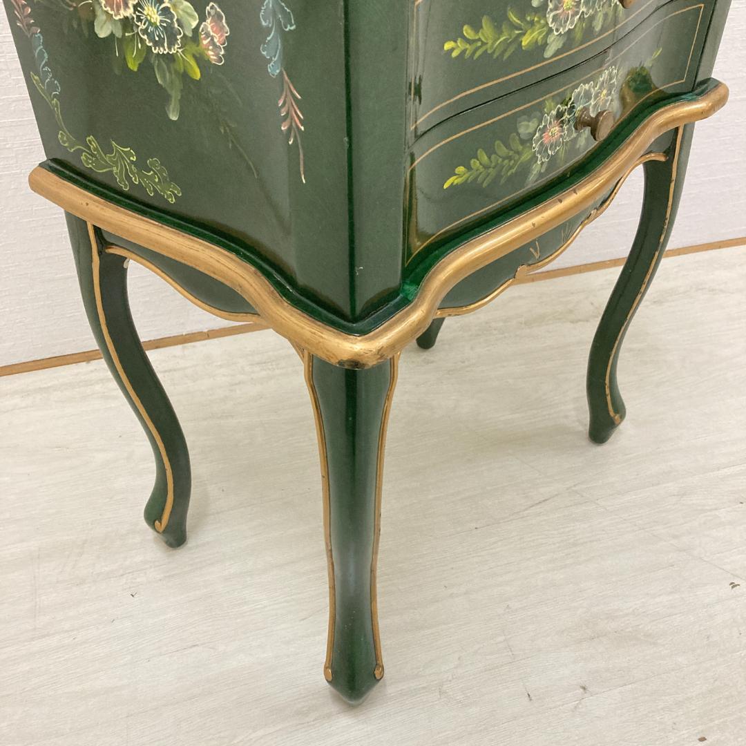 アンティーク調　猫脚　花柄　サイドチェスト　キャビネット　電話台　サイドボード