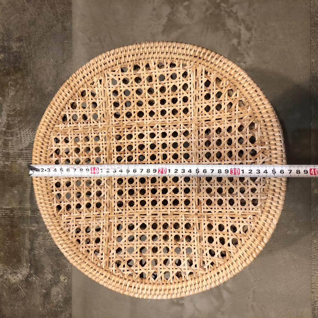 【バンブー　ラタン】 円形スツール　 編み込みデザイン　椅子　バンブースツール