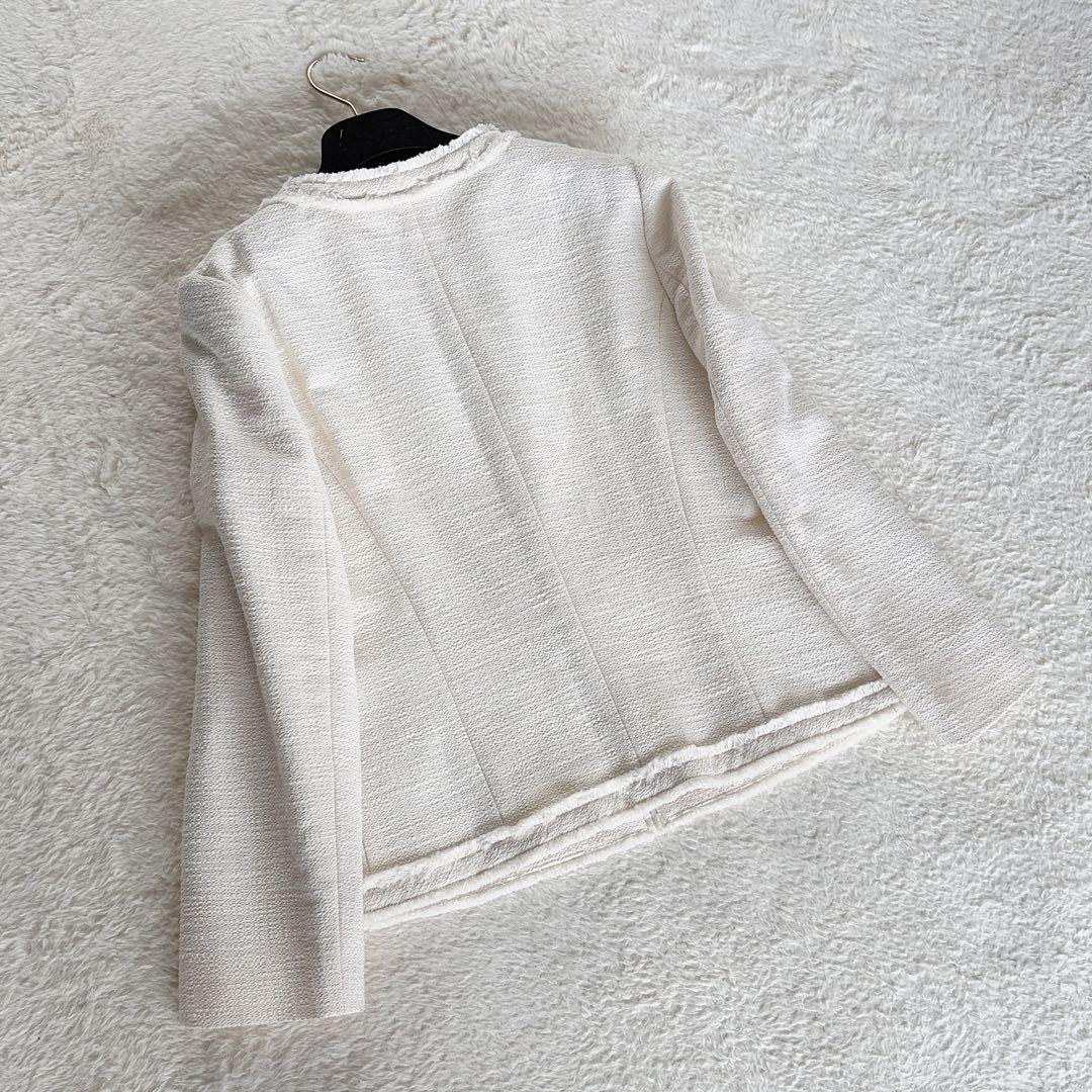 新品タグ付き✨【自由区】ツイードノーカラージャケット 金ボタン イタリア生地38