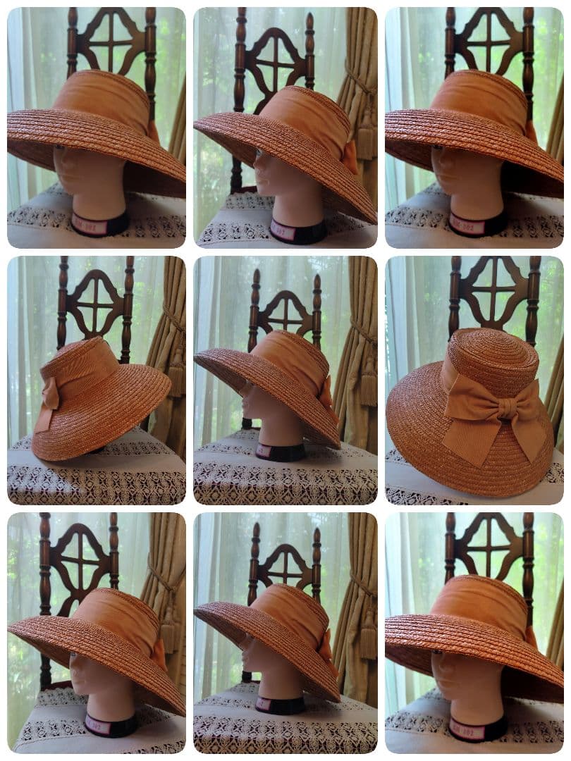 麦わら帽子　オーダー　レア　アンティーク　リボン　バケットハット　ヴィンテージ