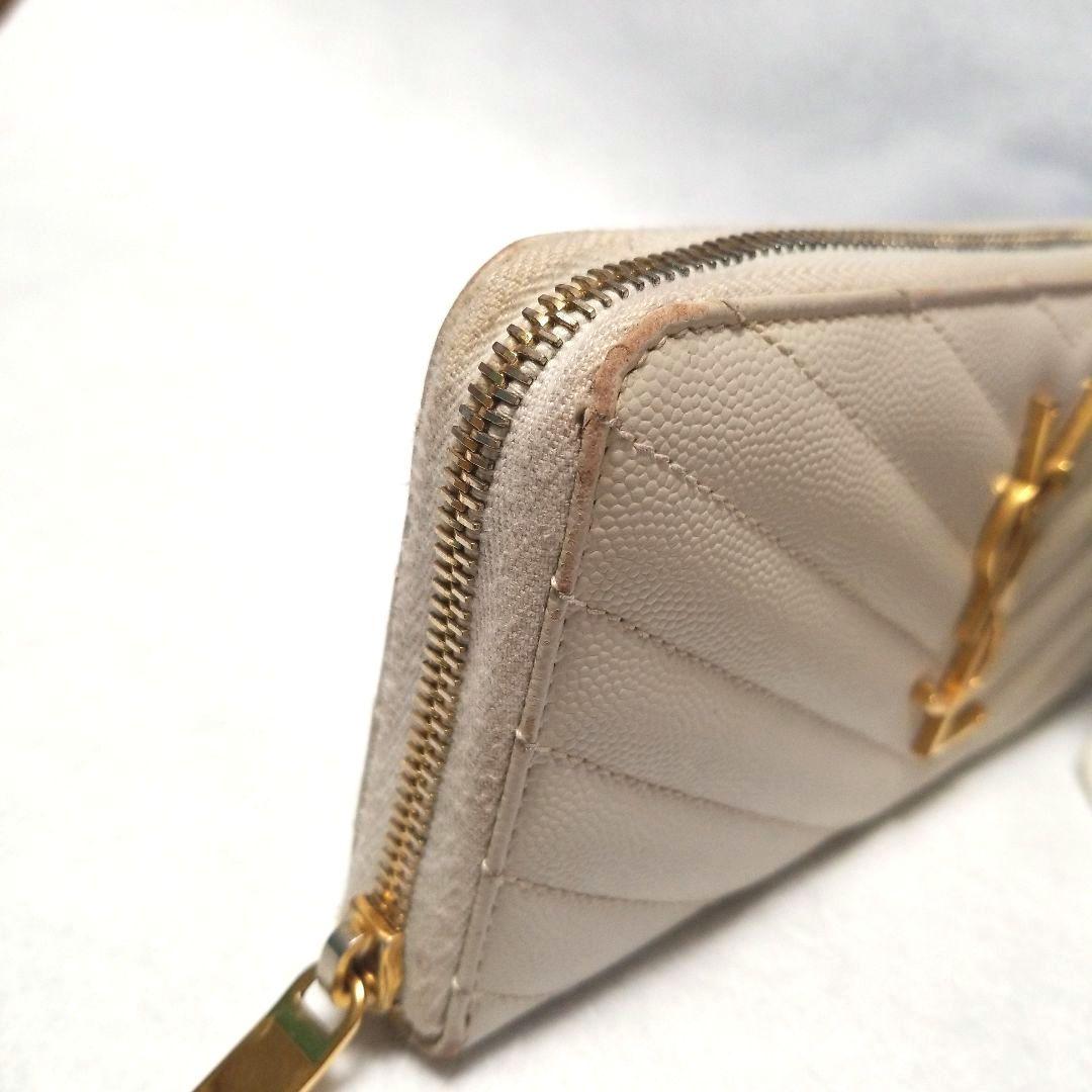 SAINT LAURENT カサンドラ　Vステッチ　キルティング長財布