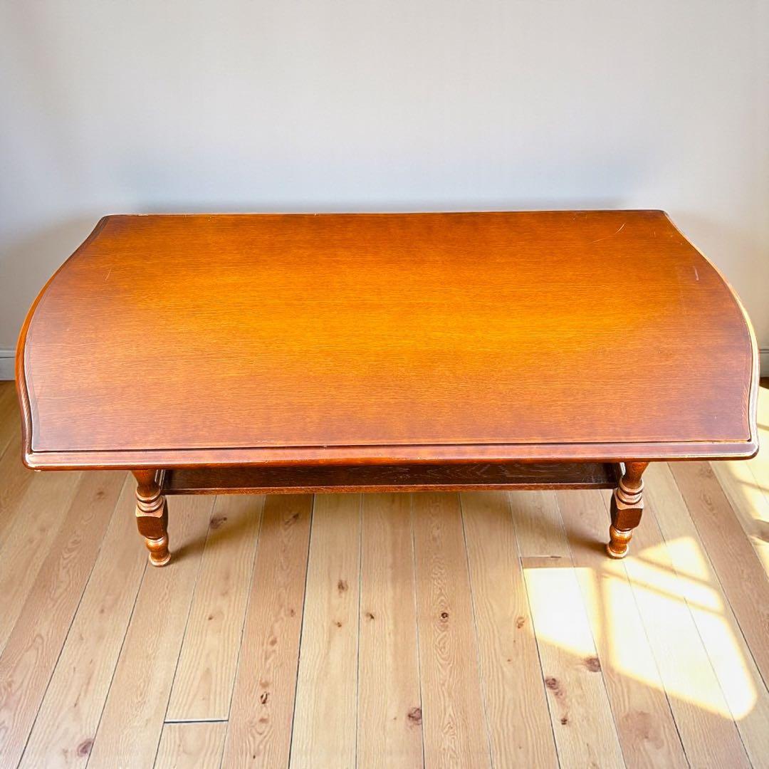 希少❣️送料無料✨飛騨産業 ガラス天板ローテーブル 無垢材 ヴィンテージ 高級家具