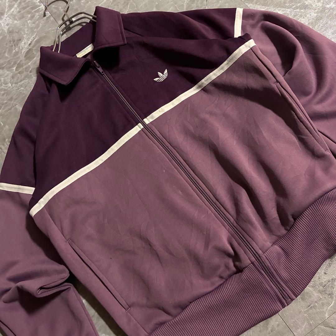 【希少】80s adidas トラックジャケット M あずきカラー 刺繍ロゴ