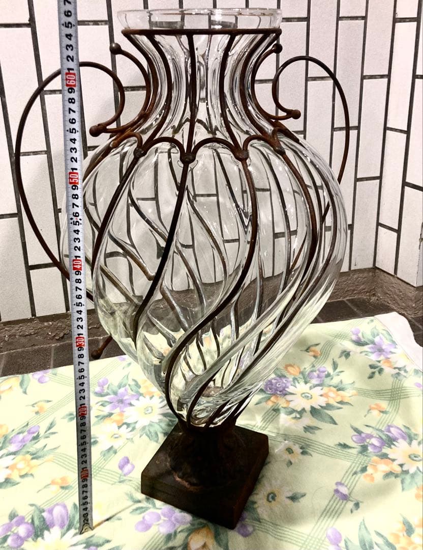アンティーク ガラス製 アンフォラ 花瓶 フラワーベース 67cm イタリア製