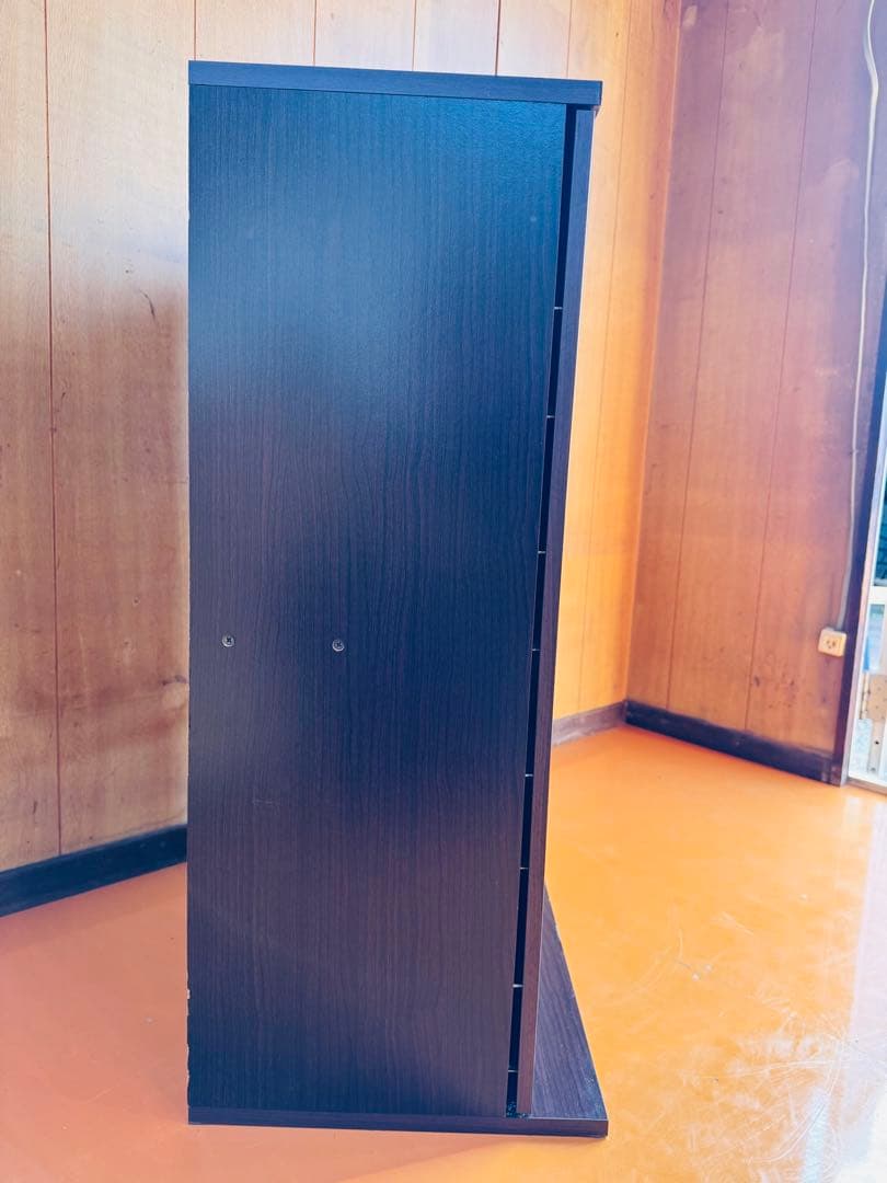 CD・DVD収納ラック 扉付き ダークブラウン 難あり
