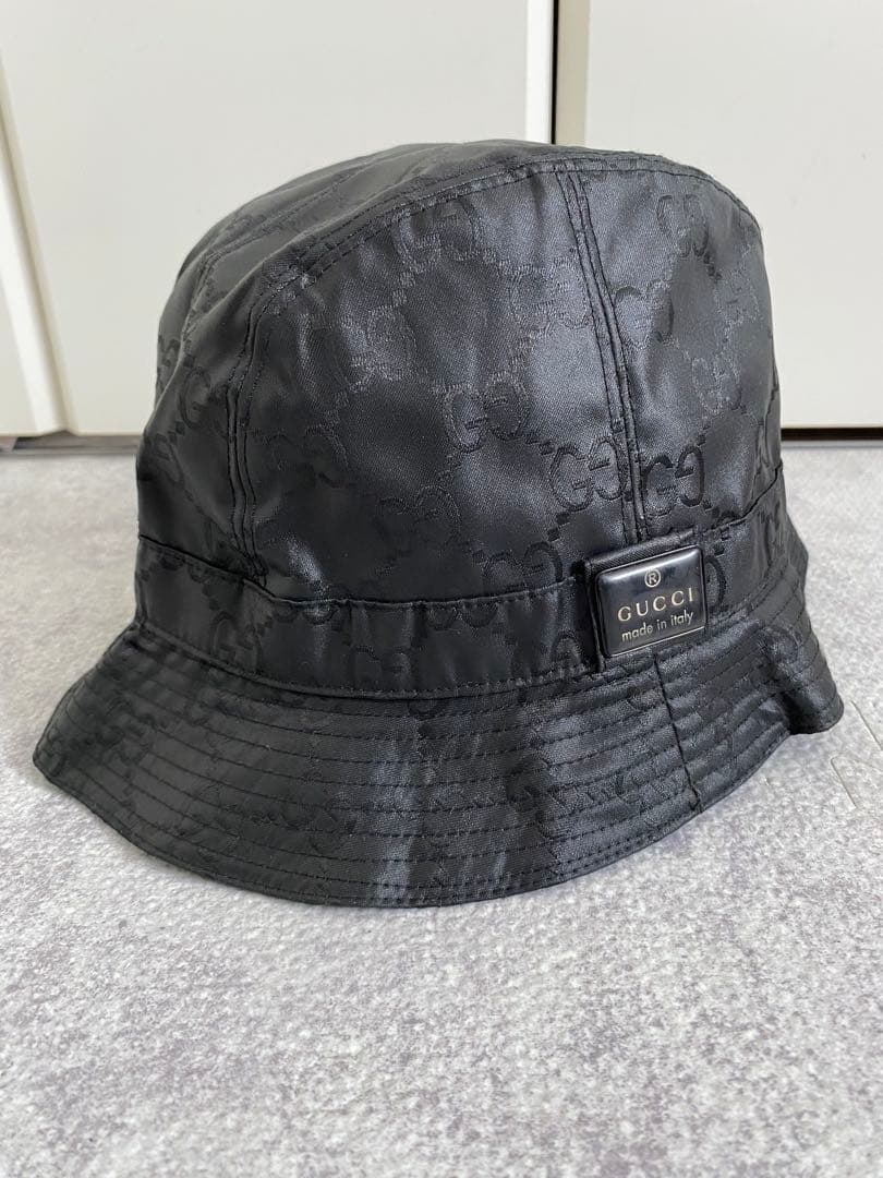 ヴィンテージ　GUCCI GGブラック バケットハット