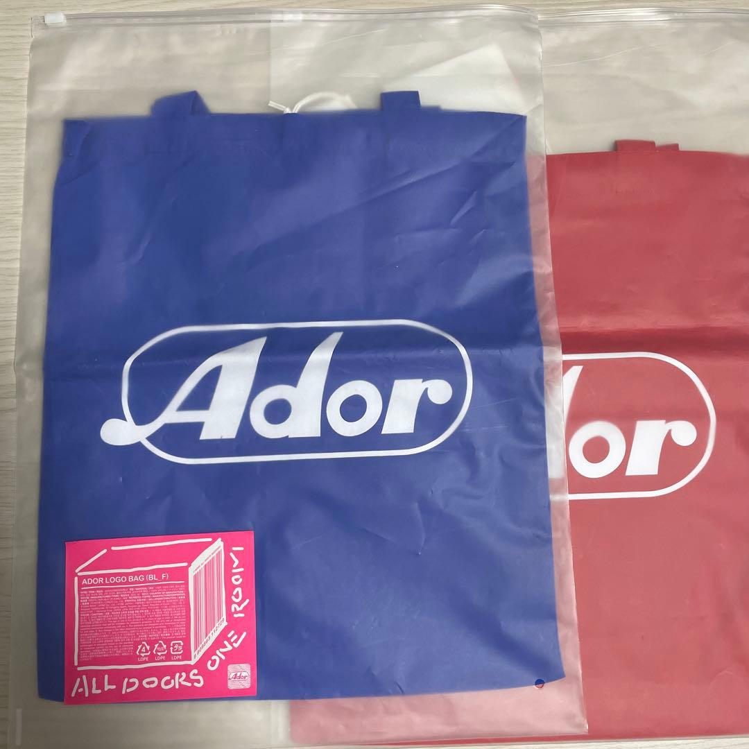 newjeansADOR公式正規品ロゴトートバッグブルーレッド2枚セット新品公式