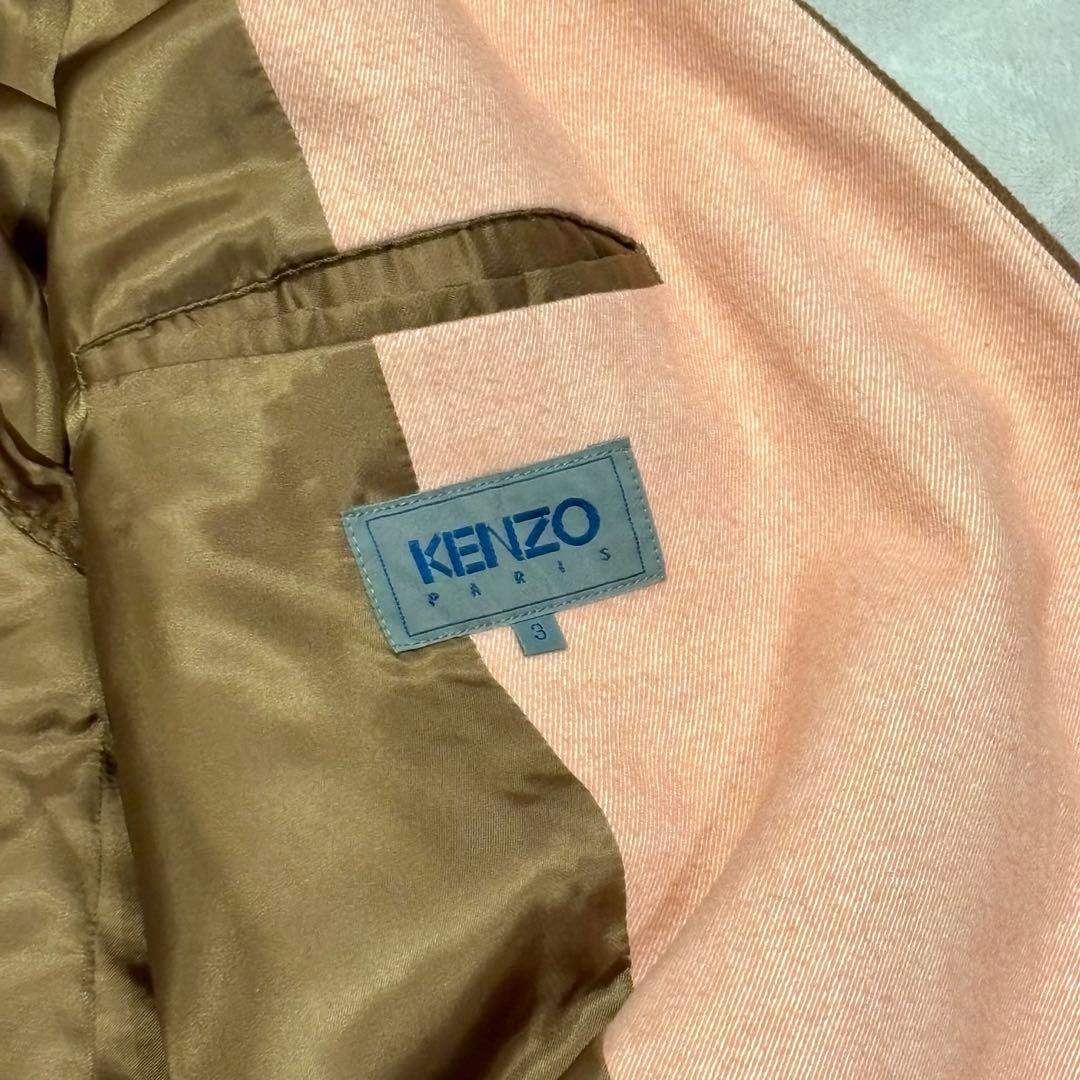 未使用　KENZO ケンゾー ノーカラーロングコート キャメル アンゴラ混ウール