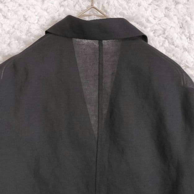 ラウンジドレス【洗える】リネンライクシアージャケット ブラック