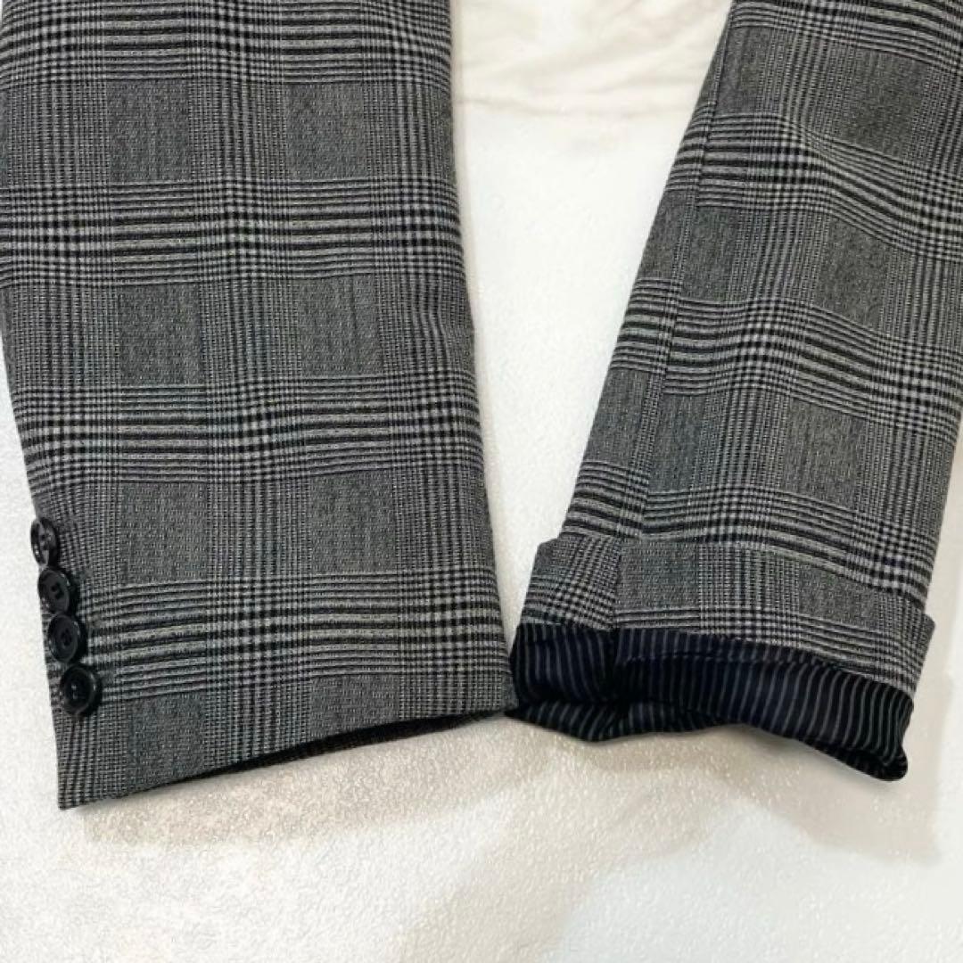ヒューゴボス スーツ セットアップ ストレッチ グレンチェック ウール グレー