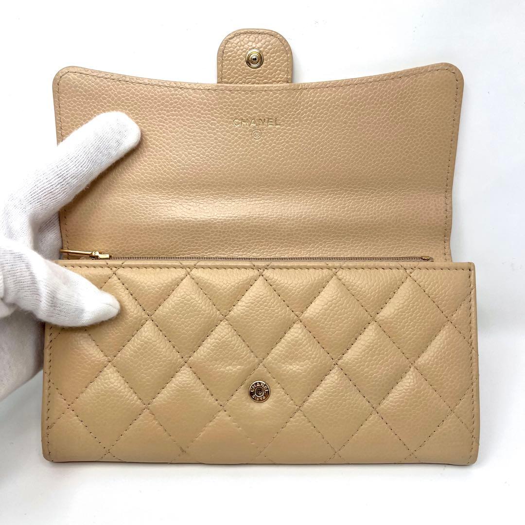 CHANEL シャネル キャビアスキン マトラッセ ロングフラップウォレット