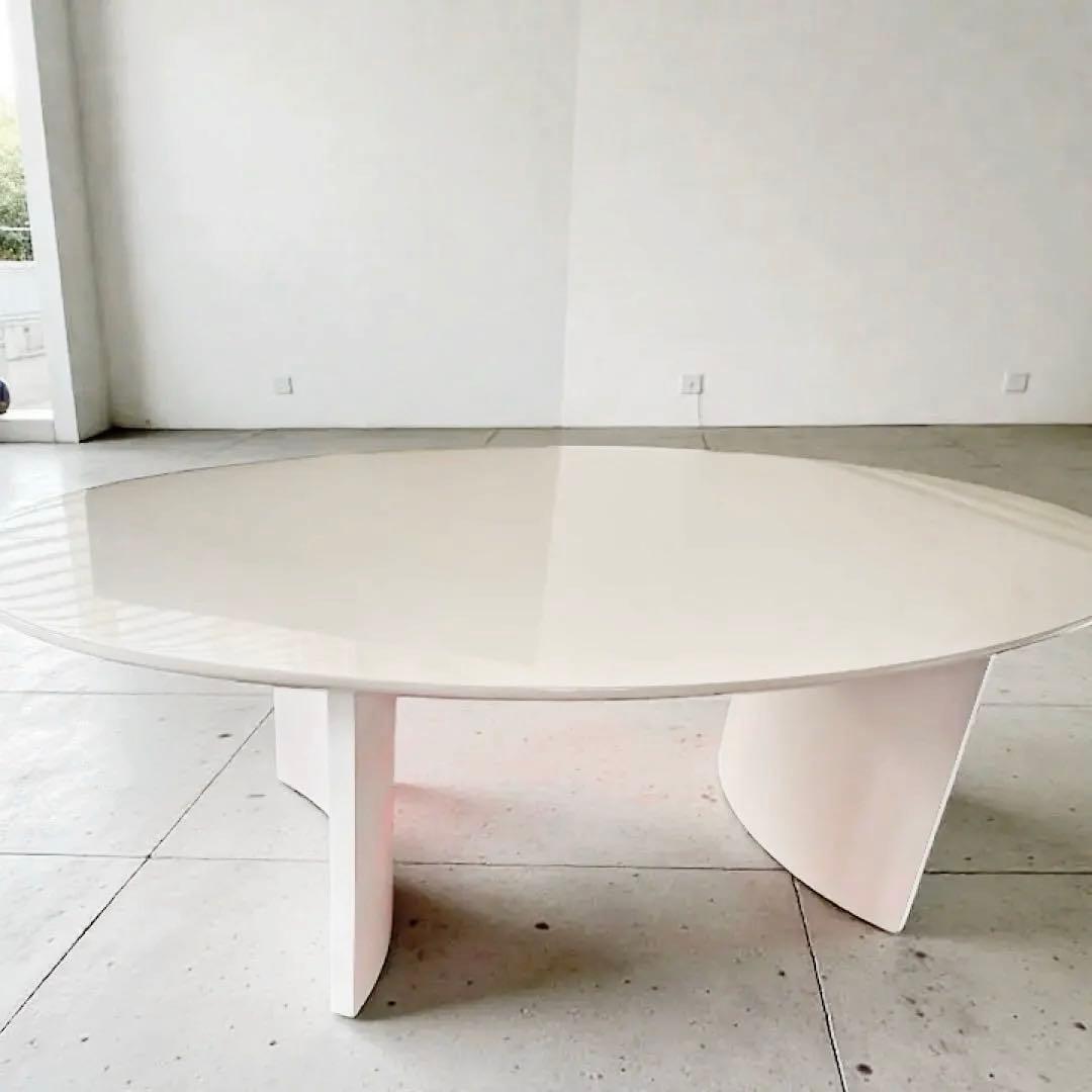 平成レトロ 楕円ローテーブル 白 120cm ミニマル Y2K