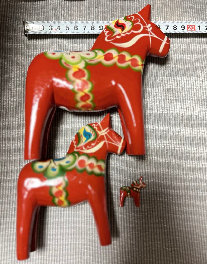 スウェーデン 郷土玩具 木製 ダーラナホース セット 大中小 3頭　赤