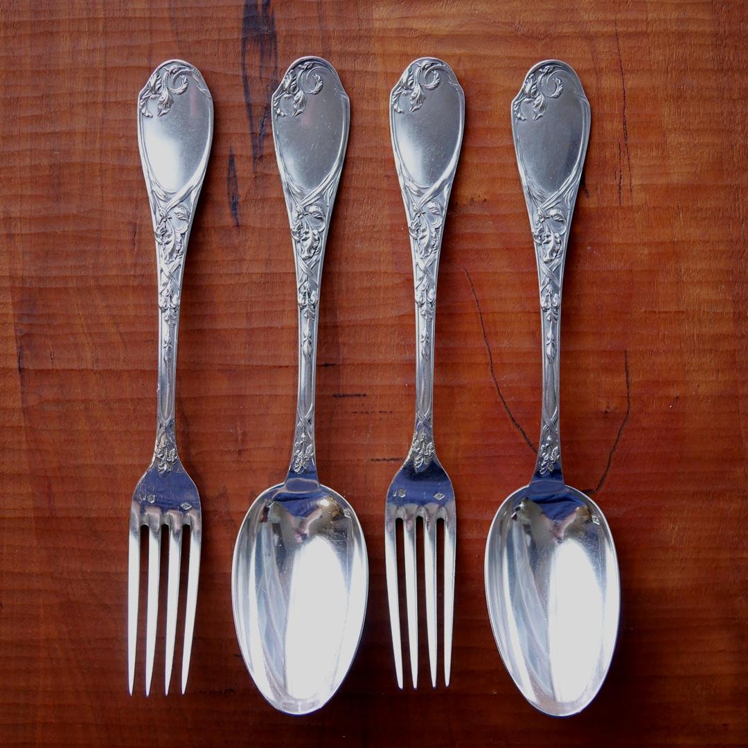 ◆PUIFORCAT◆ピュイフォルカ◆アイリス◆純銀カトラリー2客セット◆