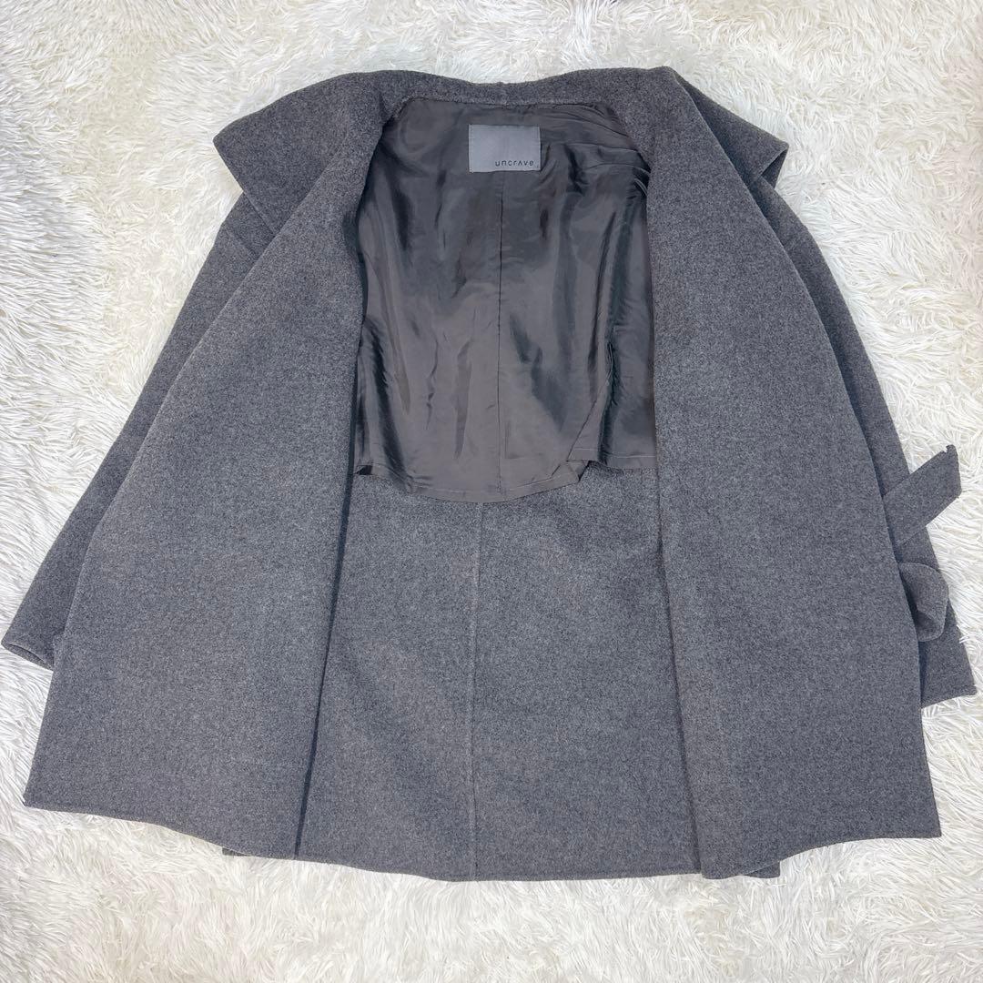 uncrave リバー フーデッド ショート コート グレー M ウール