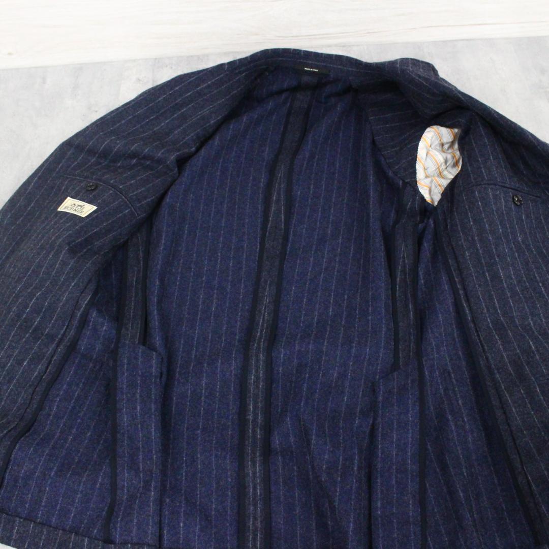 ◇美品 HERMES エルメス メンズ スーツ上下 ネイビーストライプ ウール