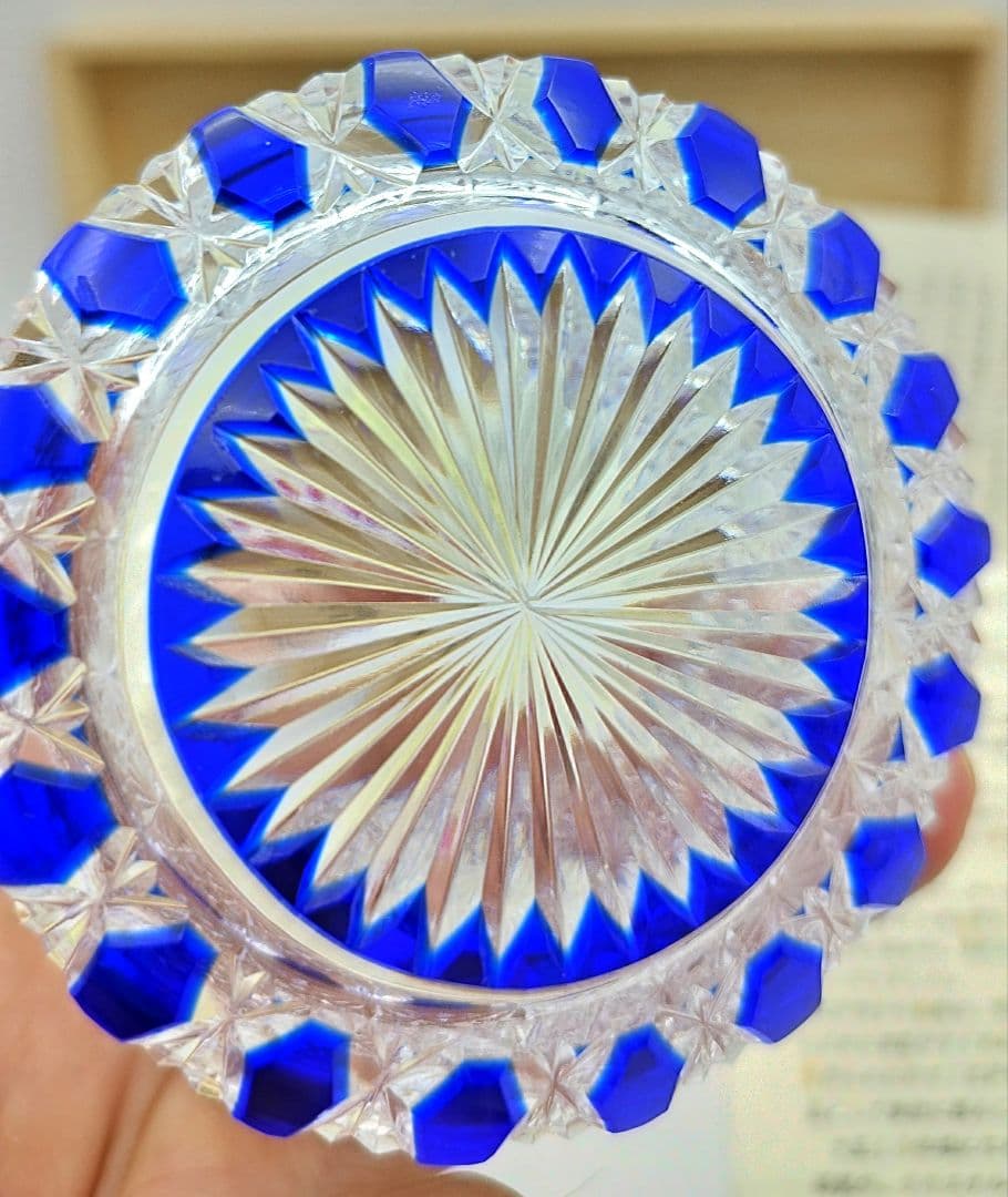 美品☆江戸切子 瀧澤利夫 小鉢 猪口 2客（切子、江戸切子、薩摩切子）