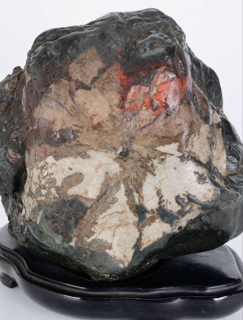 根尾谷産 天然菊花石 台座付 8.3kg 大輪 鑑賞石 原石 水石 紋石 美石