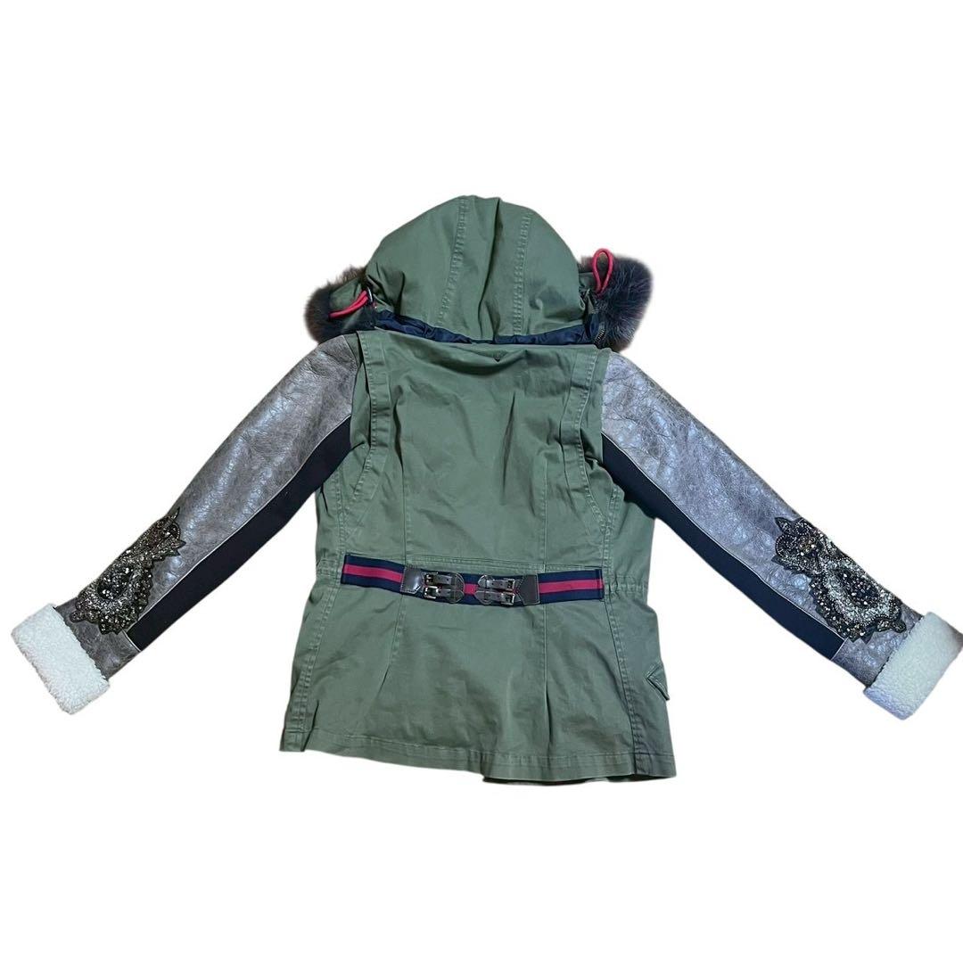 レア♡ イタリア製！リアルレザー　リアルファー　スパンコール　3ウェイ　アウター