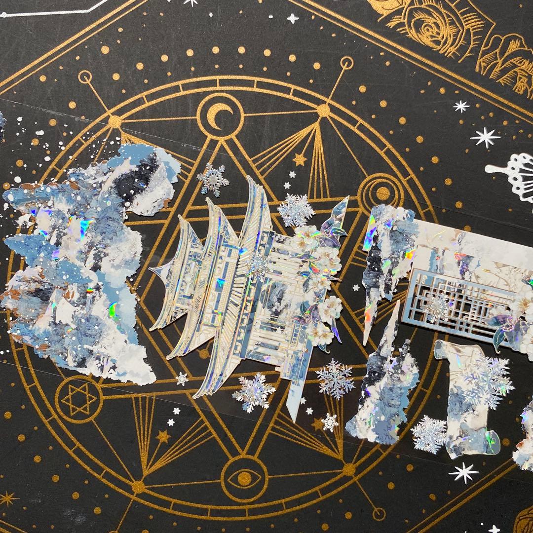 【9252】海外　マステ　中古巻　貝殻光マスキングテープ　青い　自然風景　背景系