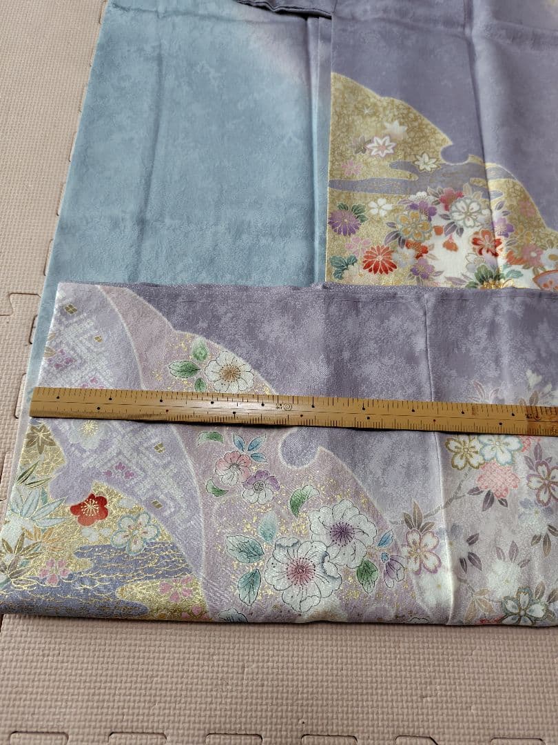薄紫色 花柄刺繍 訪問着 未着用 裄67