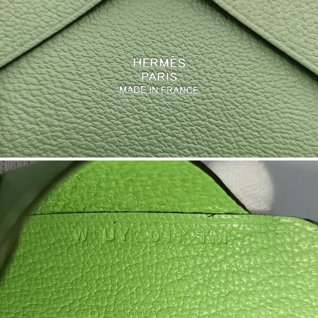 極美品　HERMES カルヴィデュオ ケース W刻印 シェーブル　グリーン