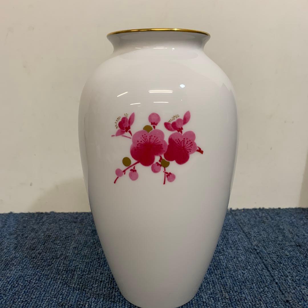 大倉陶園　梅　ピンク　ゴールド　花　花瓶