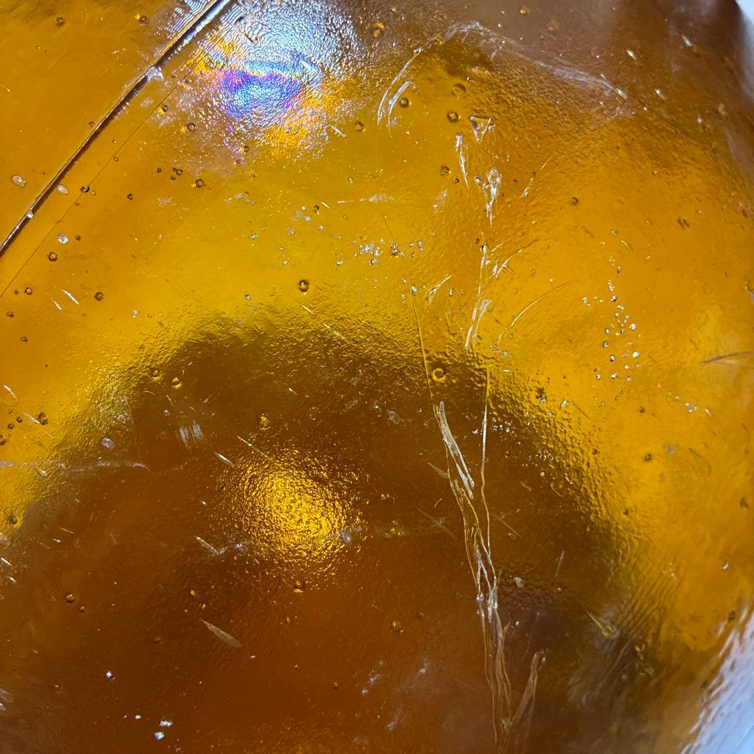 琥珀色　ガラス浮き玉　特大サイズ直径約40cm ヘソ無し　レアカラー