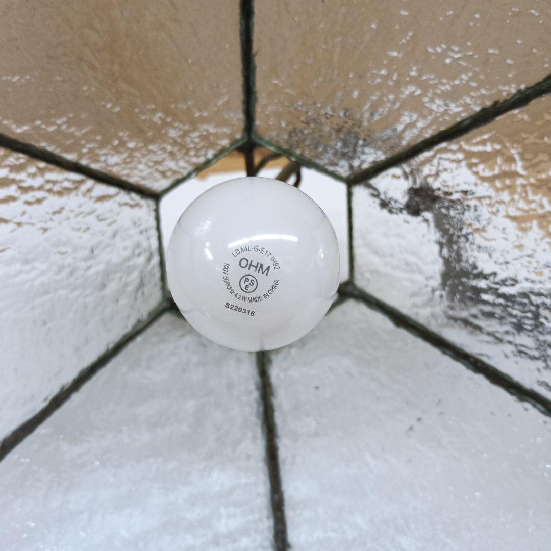 レトロ　ステンドグラス 六角形 ペンダントライト　吊り下げランプ　1灯