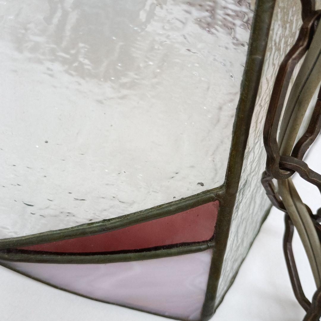 レトロ　ステンドグラス 六角形 ペンダントライト　吊り下げランプ　1灯