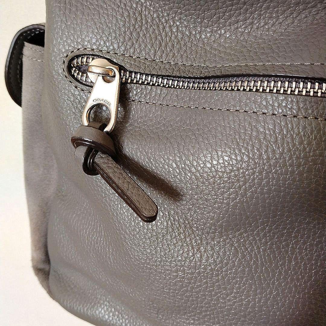 COACH レザーペニーショルダーバッグ 2Way　グレー　レザースウェード切替