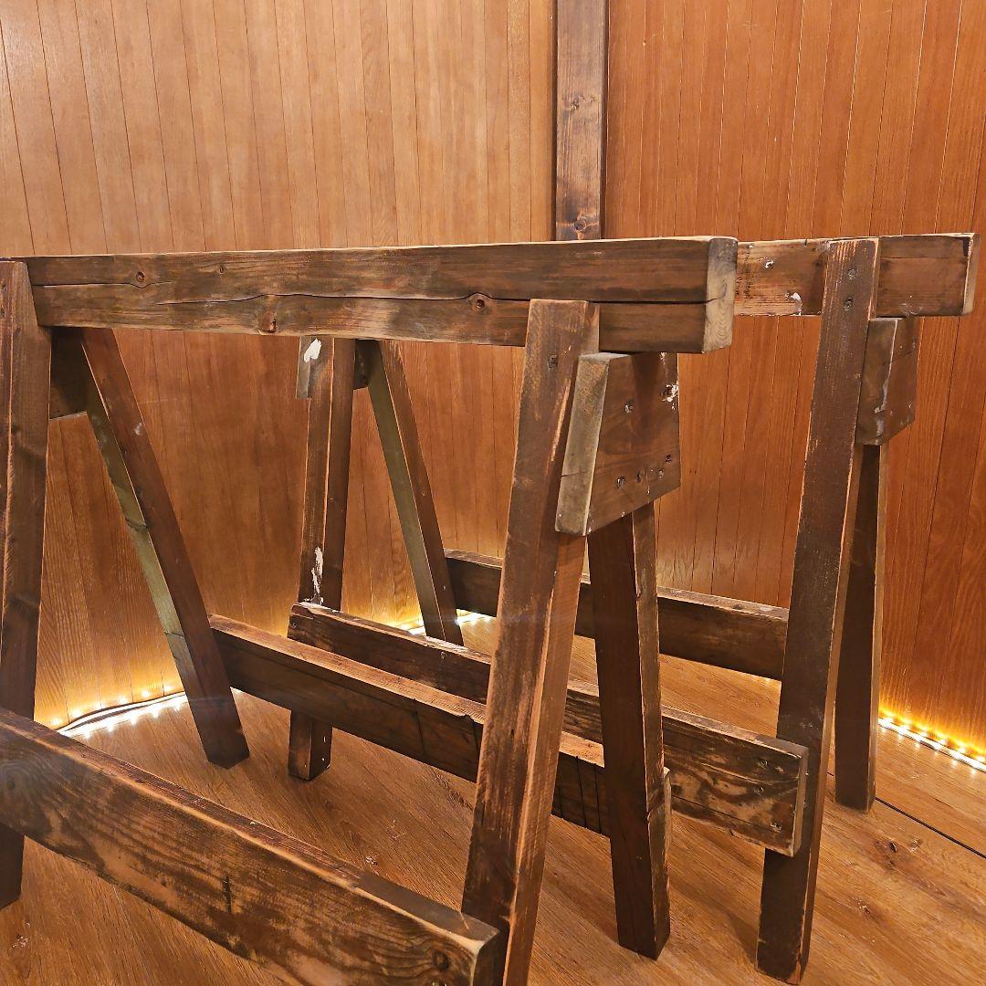 木製ソーホース　A型スタンド　テーブル脚　ヴィンテージ調ハンドメイド　２セット