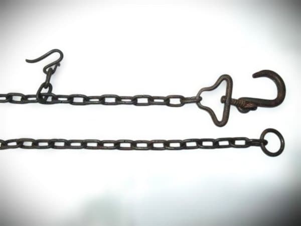 釣釜道具「田中敏孝」鉄製 釣手 釜鐶 釜鎖 茶道具 自在鎖 茶釜鎖 吊り鉄鎖