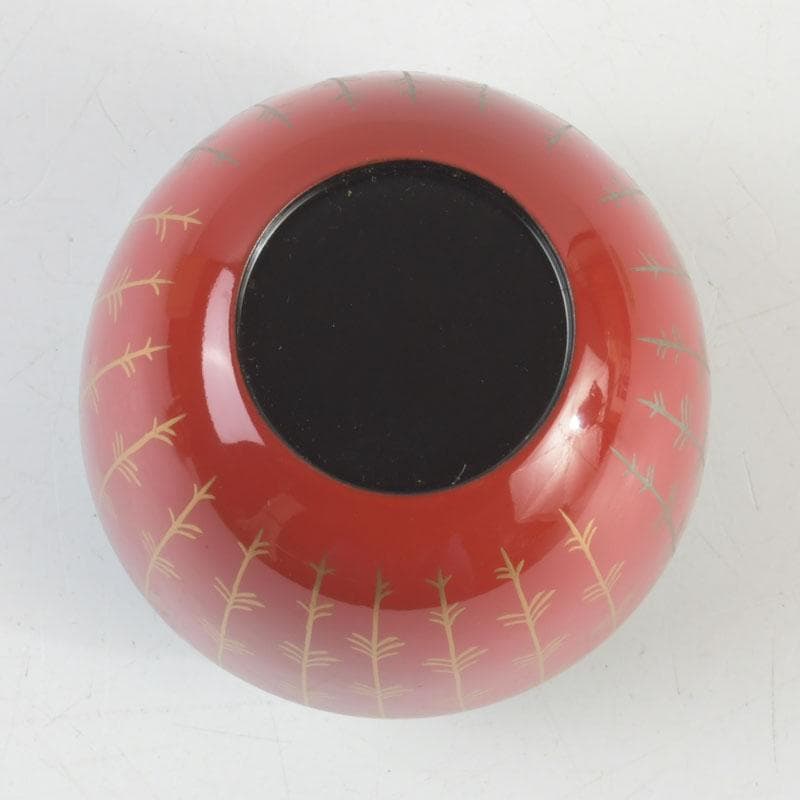 茶道具　京塗師　堀井胡春作　朱塗　柳蒔絵　中棗　共箱　V　9480