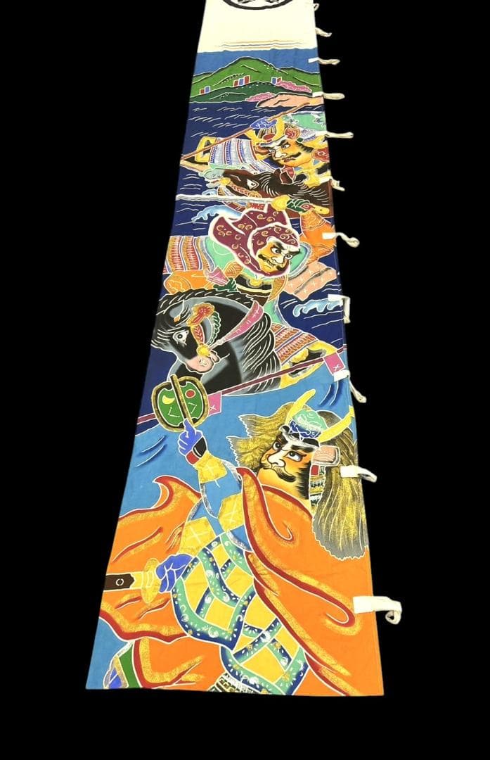 時代物 のぼり古布 布 木綿 武者絵 幟旗 侍 五月 670 x 85cm