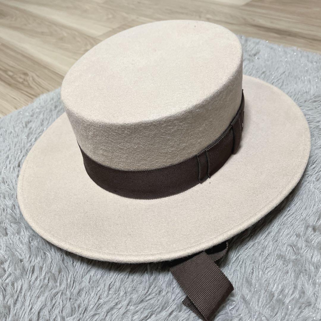 オーバーライド 美品フェルトリボンハット 秋冬春物