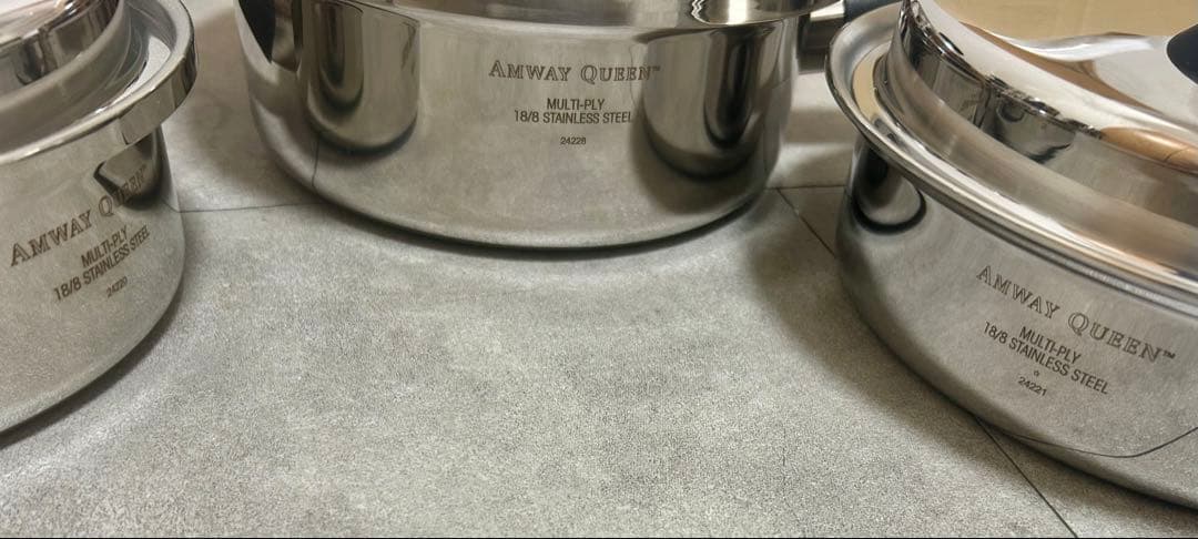 【ほぼ未使用】Amway クィーンクック 鍋セット ステンレス IH対応