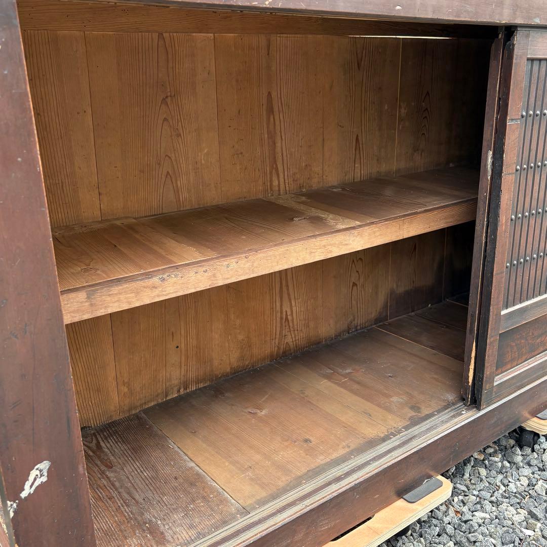送料無料 明治時代 近江水屋箪笥 一間膳棚 近江箪笥 二段重ね 時代家具 和家具