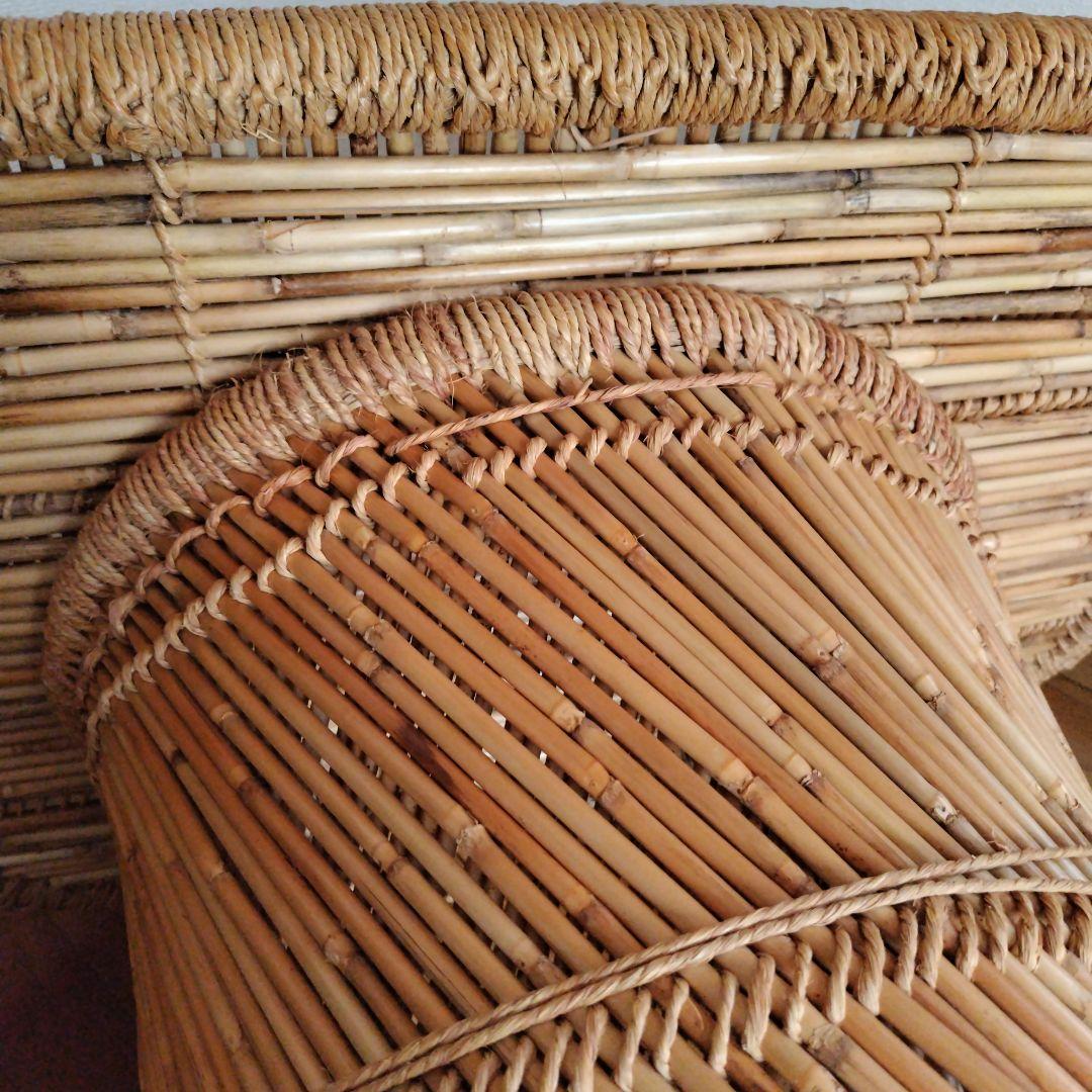 ラタンテーブル　籐家具　ヴィンテージ　レトロ