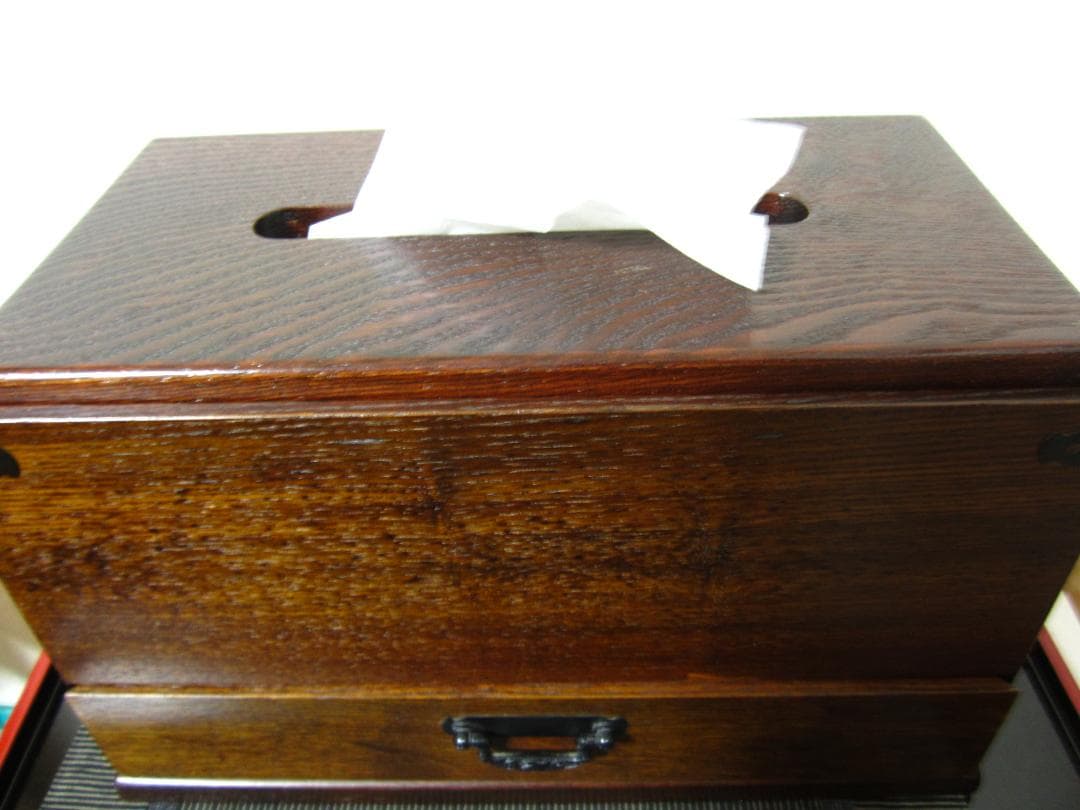 未使用◆上野村 銘木工芸◆天然木 漆塗◆小物入れ引出し ティッシュケース◆大