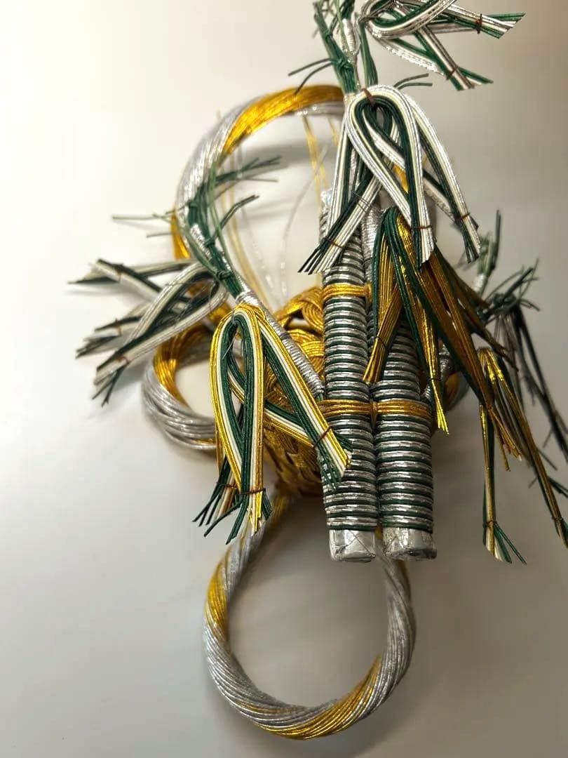 水引 竹　装飾品 緑 金 銀