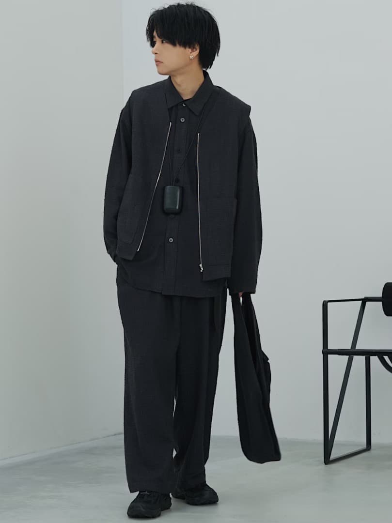 トップス LIDNM LIGHT TWEED ZIP VEST