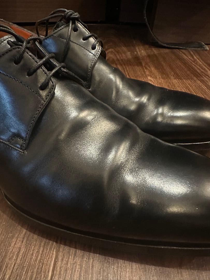santoni ブラックレザー ドレスシューズ 7ハーフ　サントーニ