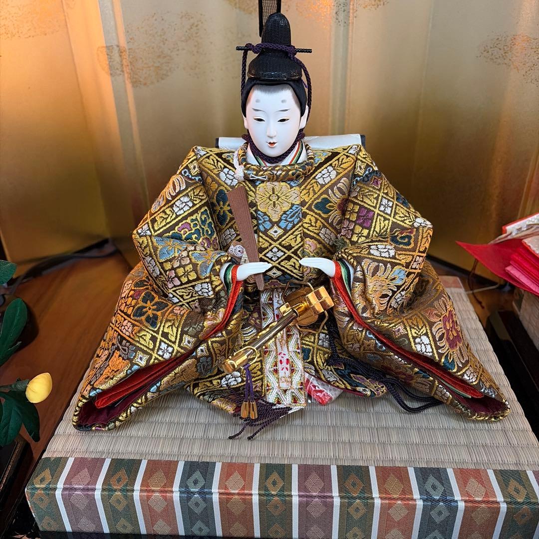 久月雛人形　十番親王飾り　草木染め