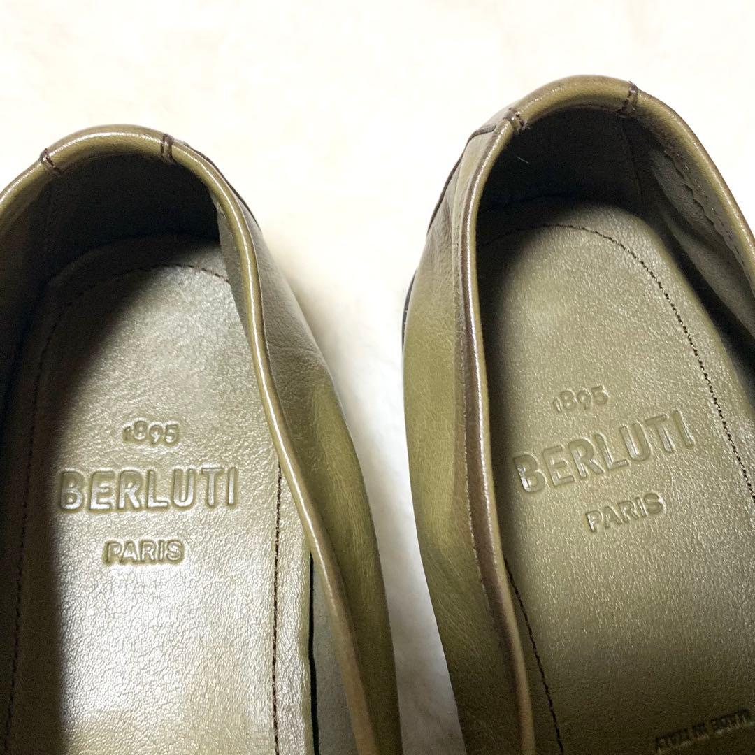 Berluti カリグラフィ カンガルーレザー ローファー カーキ 8 1/2