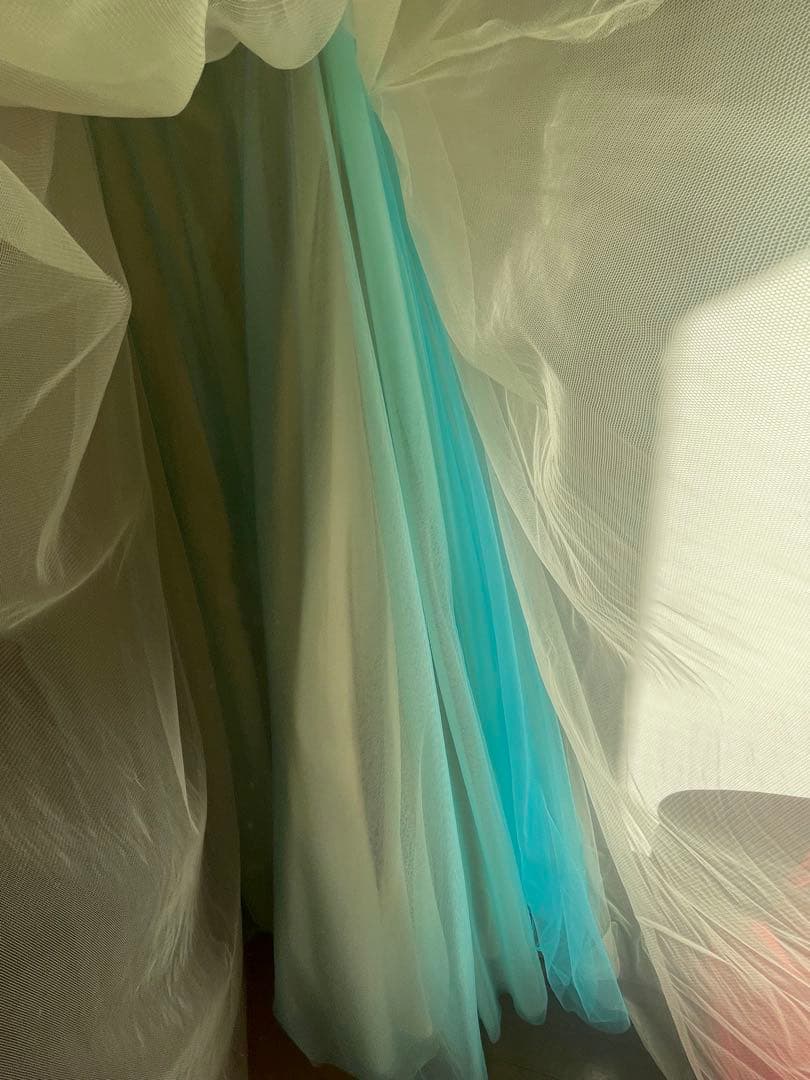 オーロラミントグリーン ビジューコンサート演奏会ウェディングドレス7層構造